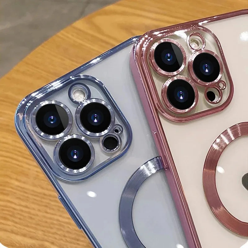 Magnetische Luxus für Apple iPhone 17/17 Air, 16/16e, 15, 14, 13 Pro Max Plus Hülle aus weichem Silikon | Kameraschutz, Klare Premium-Beschichtung, Magsafe Kabelloses Laden & Kratzfest