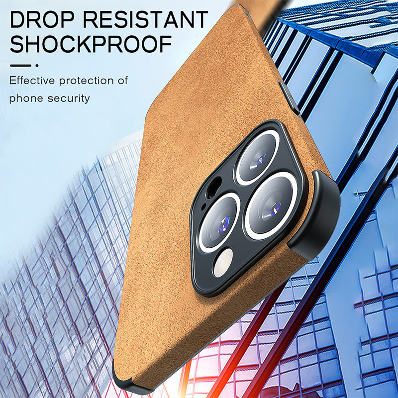 Hochwertige Leder-iPhone-Hülle mit stoßfester Kameraschutzabdeckung Tasche | MagSafe Case für Apple iPhone 16/15/14/13/12 Pro Max Plus Mini | Panzer-Cover Handyhülle