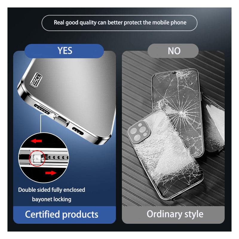 Luxus Ultra-Dünne iPhone Hülle: Metalllegierung und Glas, Sichtschutz, Doppelseitiger 360° Vollschutz | MagSafe-kompatibel Magnetischer Adsorption, Stoßfest, Kameraschutz Case, Schutzhülle Apple iPhone 17/17Air, 16/16e, 15, 14, 13 Pro Max, Pro, Plus Cover