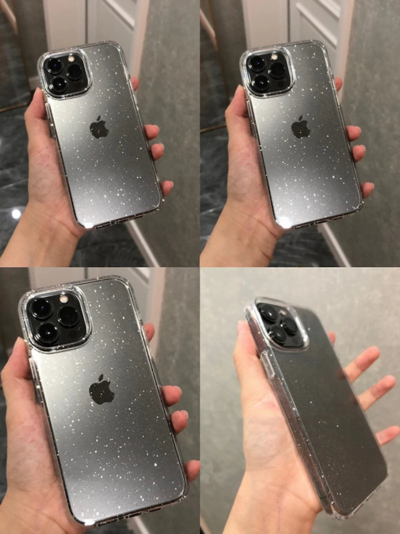 Luxus Bling Glitzer Transparente Stoßfeste Hülle für Apple iPhone 17/17 Air, 16/16e, 15, 14, 13 Pro Max Plus | Stilvoll & Schützend