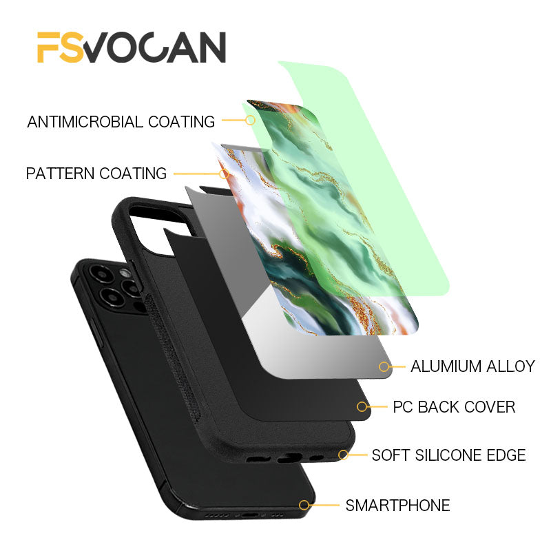 Luxus Gold-Rahmen Marmor iPhone-Hülle Stoßfestes Case | MagSafe Handyhülle für Apple iPhone 17/17 Air, 16/16e, 15, 14, 13 Pro Max Plus | Kameraschutzabdeckung, Tasche & Panzer-Schutzhülle