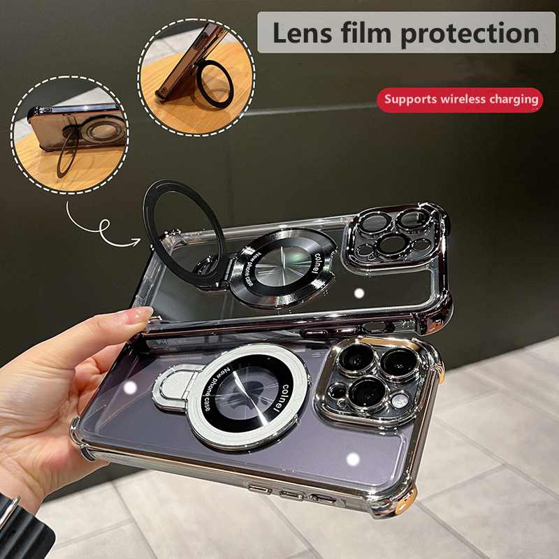 Luxus Ultra-Dünne Matte iPhone-Hülle mit Ringhalterung, Ständer und Kameralinsenschutz | MagSafe Case mit magnetischem, kabellosem Schnellladen für Apple iPhone 17/17 Air, 16/16e, 15, 14, 13 Pro Max Plus | Harte PC-Panzertasche, stoßfeste Handyhülle