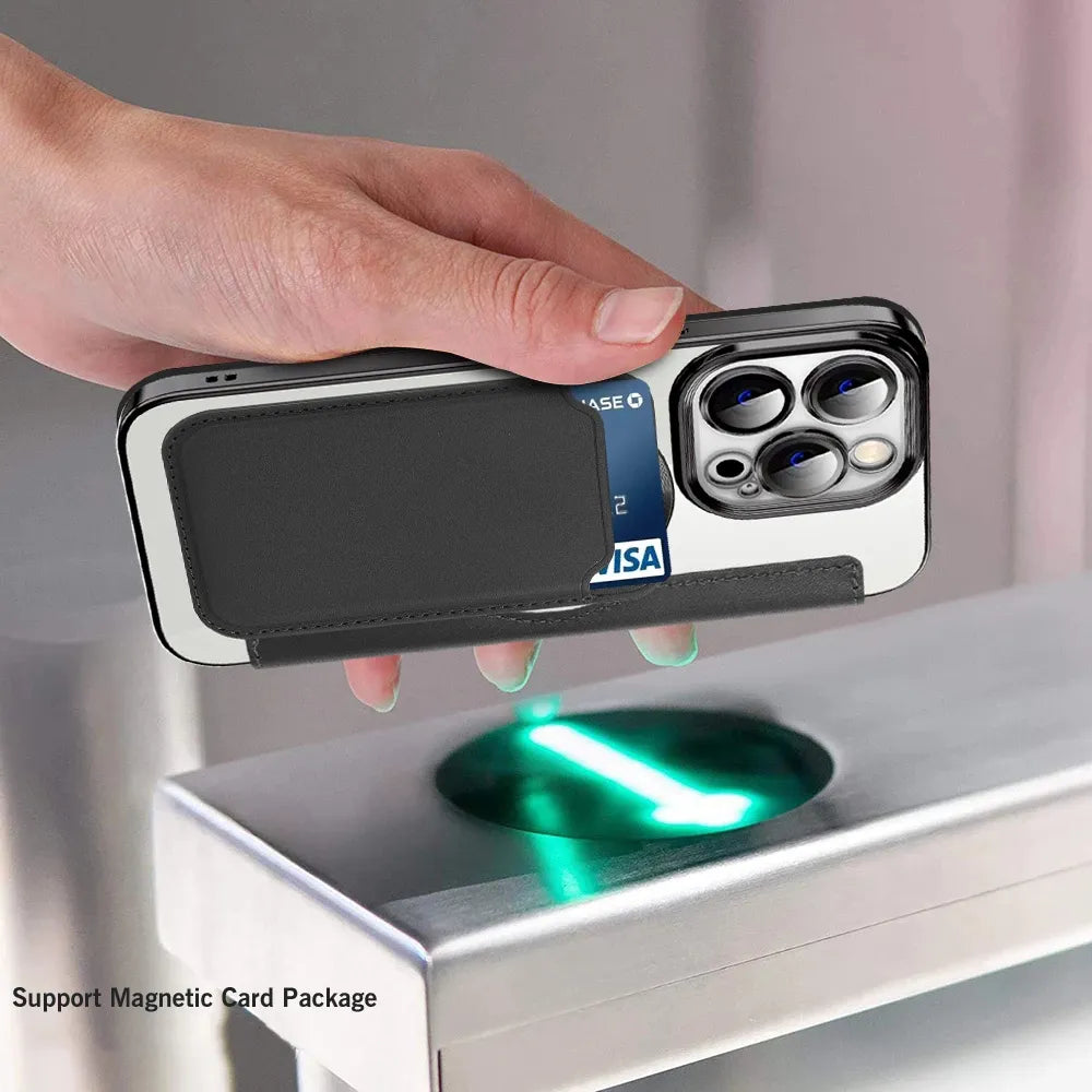 Premium Flip-Lederhülle mit Kartensteckplatz und Kartenhalter Geldbörse, Magnetische & Stoßfeste iPhone Hülle | Flip-Cover Stand Case für Apple iPhone 17/17Air, 16/16e, 15, 14, 13 Pro Max Plus Cover - Vielseitige Schutzhülle