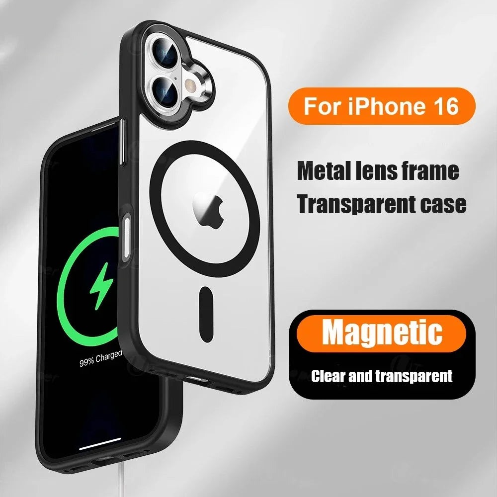 Premium iPhone Hülle Klar HD | Magnetische MagSafe & Kabelloses Laden | Stoßfeste Transparente Hybrid Rüstung mit Kameraobjektiv-Schutz für Apple iPhone 17/17 Air, 16/16e, 15, 14, 13 Pro Max Plus