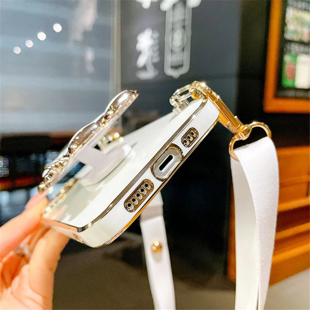 Luxus Crossbody-Lanyard Astronauten-Telefonhalterung und Ständer iPhone Hülle | MagSafe Case mit Rundumschutz und Kameralinsenschutzabdeckung für Apple iPhone 17/17 Air, 16/16e, 15, 14, 13 Pro Max Plus Cover | Panzertasche Handyhülle | Premium Schutzhülle