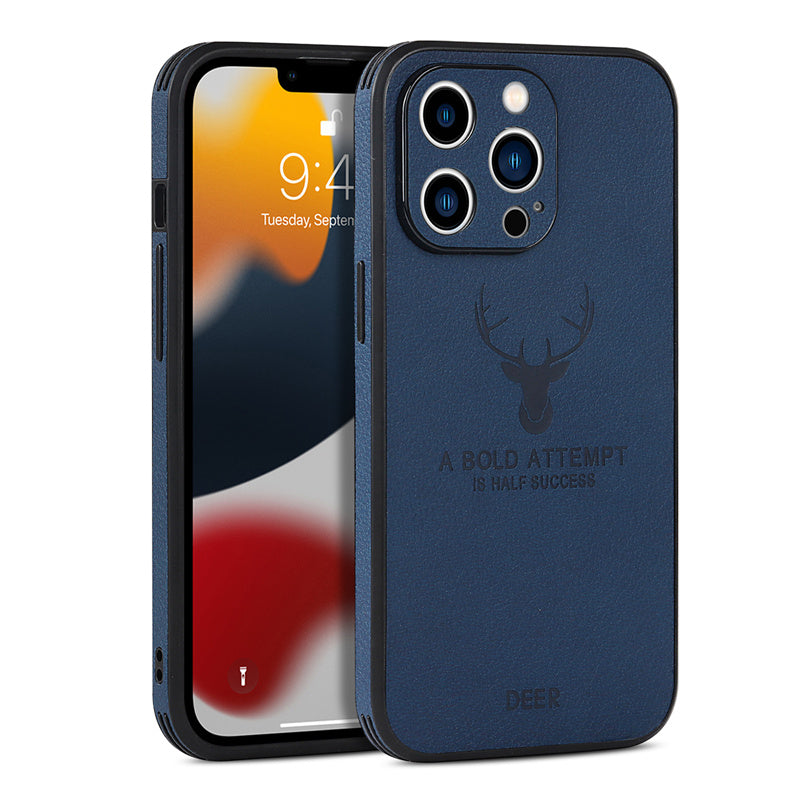Luxus Stoßstange mit Hirsch-Design und motivierendem Spruch auf Leinwand iPhone-Hülle | MagSafe Case mit Kameraschutzabdeckung | Cover für Apple iPhone 17/17 Air, 16/16e, 15, 14, 13 Pro Max Plus | Panzertasche Hochwertige Handyhülle