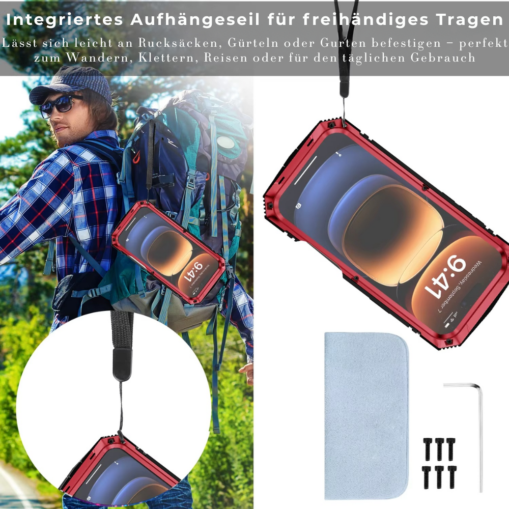 Military Heavy-Duty Metal iPhone Case – Full-Body Hybrid Cover with Slide Camera Protection & Built-in Screen Protector