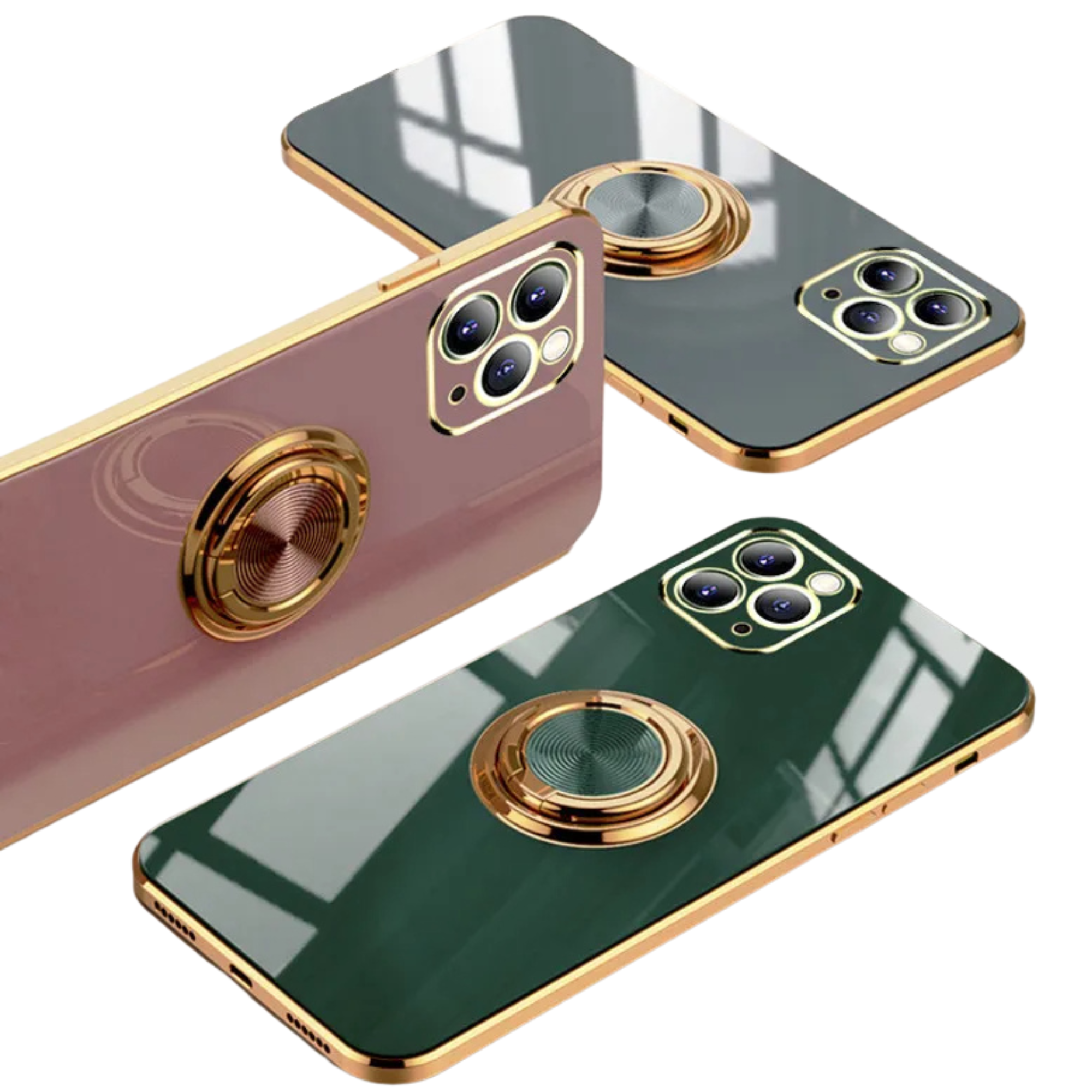 Luxus Silikon Magnetische Ringhalter und Ständer iPhone Hülle | MagSafe Case, Rundumschutz, Kameralinsenschutzabdeckung für Apple iPhone 17/17 Air, 16/16e, 15, 14, 13 Pro Max Plus Cover | Panzertasche, Stoßstangenabdeckung Handyhülle | Premium Schutzhülle