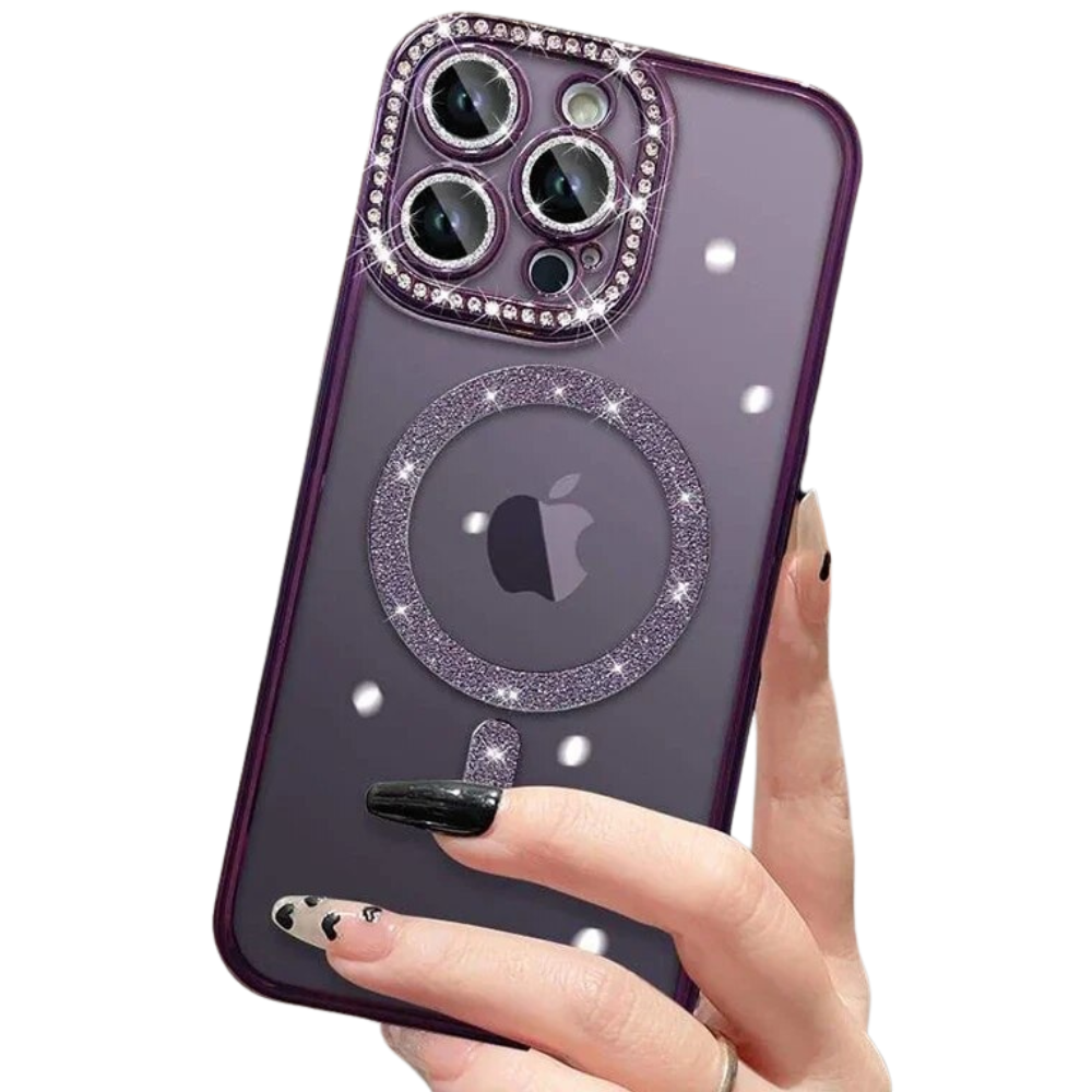 Premium Luxuriöses Rosa Diamant-Glitzer Klarlack-Handyhülle Hülle, MagSafe, Abdeckung,| Apple iPhone 15/11/12/13/14 Pro Max Plus - MagSafe, Magnetische Drahtlose Ladeabdeckung - Phone Heaven Zone