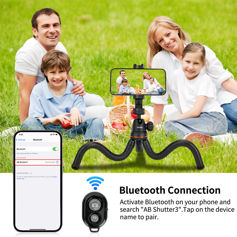 Hochwertiges MT-11 Octopus Flexibles Stativ Verlängerung 1/4 Schraube mit Kugelkopf Cold Shoe Telefonclip | für Telefon