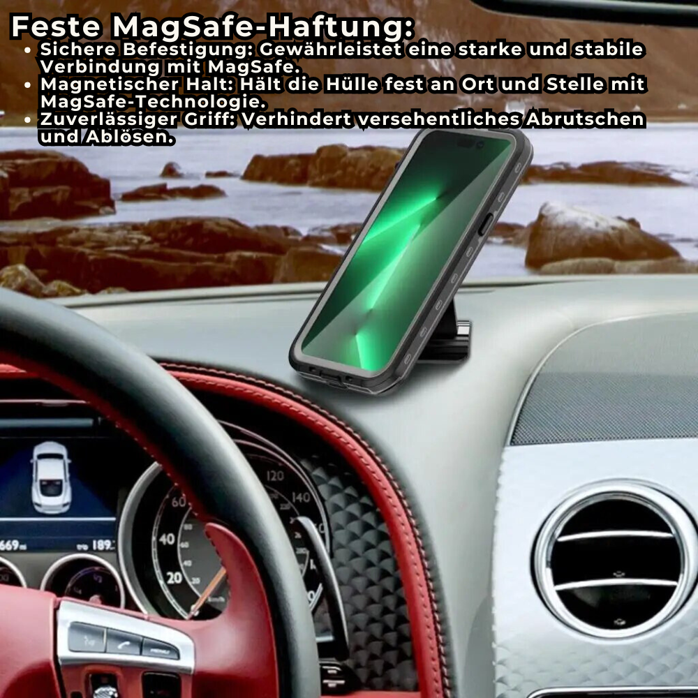 Premium IP68 Wasserdichte Magnet-Hülle mit MagSafe für Apple iPhone 16/16e, 15, 14, 13, 12 Pro Max, Pro, Plus & Mini: 360° Vollschutz Case, Militärpanzer-Design | Staubdicht, Stoßfest Cover mit Kameraschutz | Ideal für Tauchen und Schwimmen