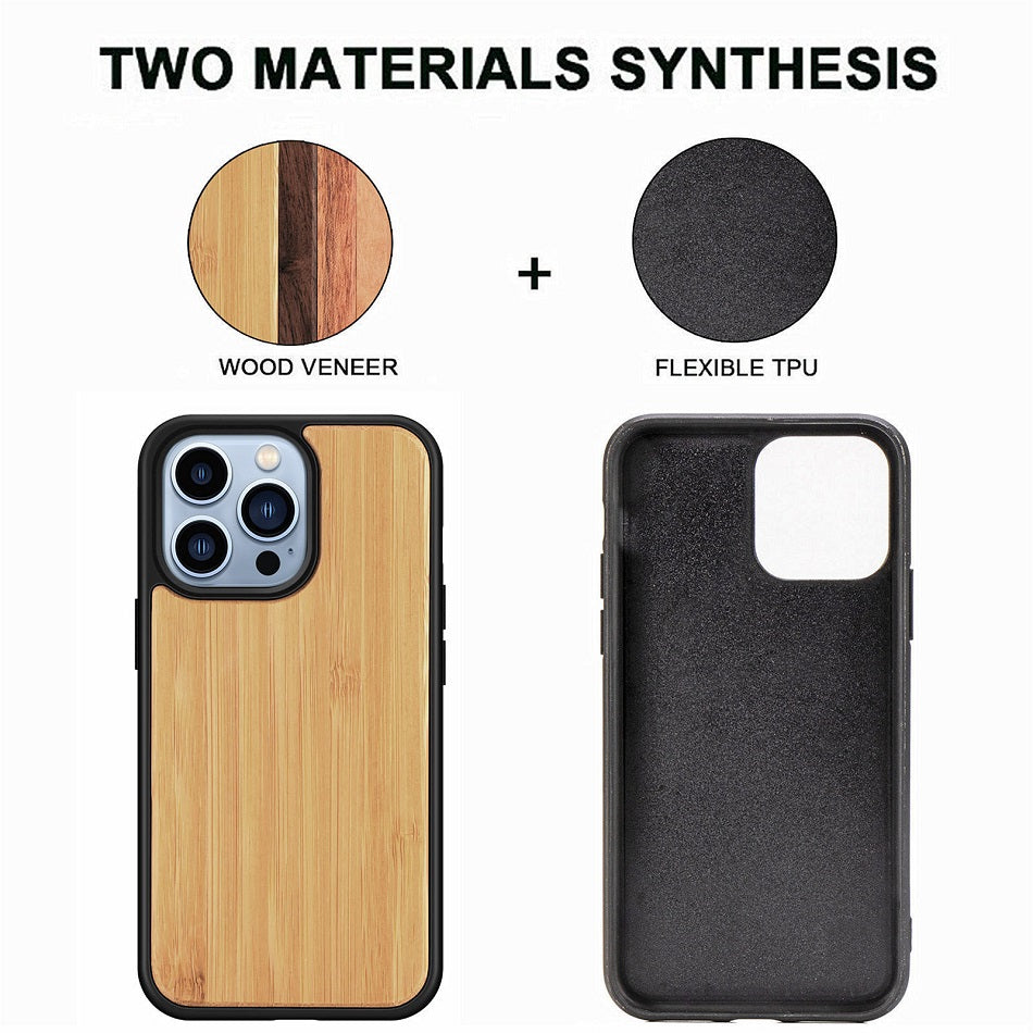 Premium MagSafe, Abdeckung, | Apple iPhone 15/14/13/12/11 Pro Max/Plus: Massivholz Bambus Apple iPhone X/XS/XR/SE/7/8 Plus - Luxus Stoßfeste Hardcover