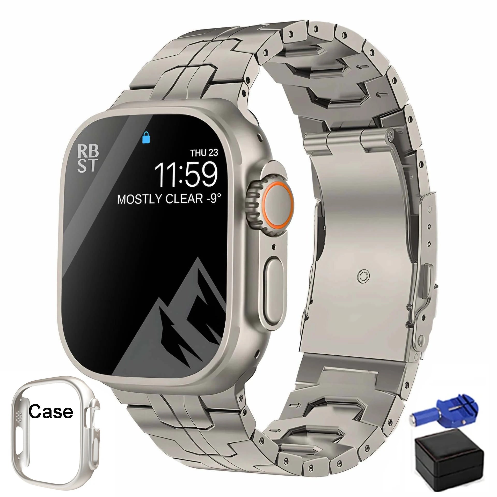 Luxus Apple Watch Armband 41mm 45mm 40mm 44mm - Herren Business Edelstahl-Armband für iWatch Serie 9 8 7 - Phone Heaven Zone