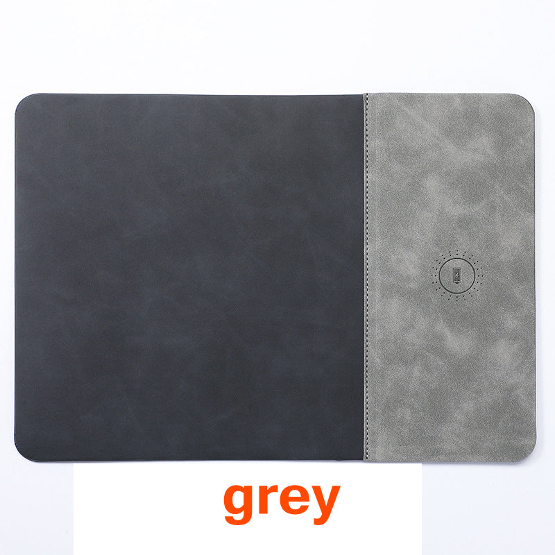 Premium Mauspad mit Qi Kabelloses Ladepad für Smartphones, Apple iPhone, Samsung, iOS & Android Watch, AirPods, Xiaomi, Huawei: USB-C, Handyhalterung, 2-in-1 PU-Leder-Matte