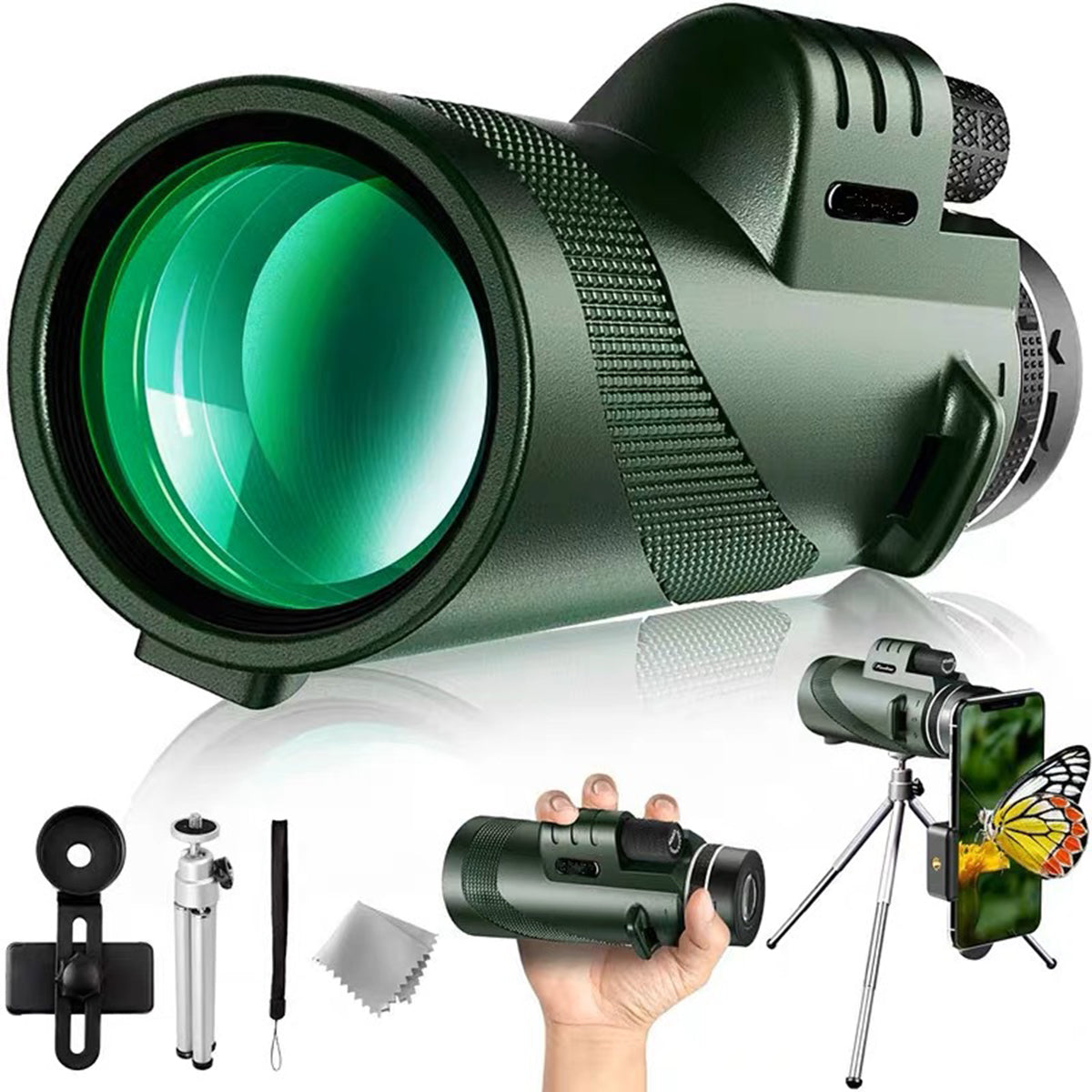 High-Quality Portable Zoom HD 5000m Telescope, Foldable, for Long Distances | Professional Mini Telescope, Powerful: Hunting, Sports, Outdoor, Camping, Travel | Smartphones, Apple iPhone, Samsung, iOS & Android