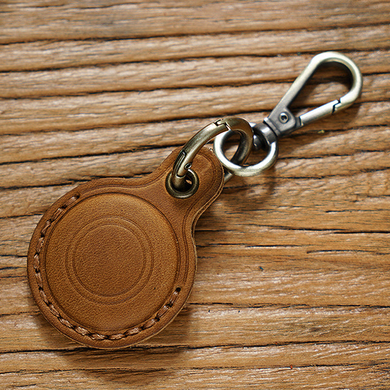 Hochwertiger Retro-Leder Schlüsselring für Apple Airtag Locator Tracker | Apple Airtag Armband Anti-Drop Schutzhülle