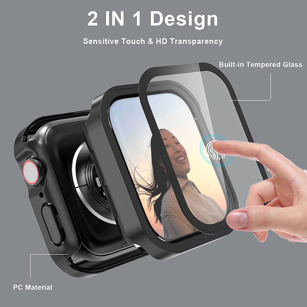 Premium Case for Apple Watch 45mm 41mm 44mm 40mm, Tempered Glass Screen Protector, iWatch Series 10/9/8/7/6/5/4/3/2/1 & Ultra 2/1, SE: 2024, 2023, 2022, 2021, 2020, 2019, 2018, 2017, 2016 | High-Quality Glass, Case, and Casing | Limited Edition