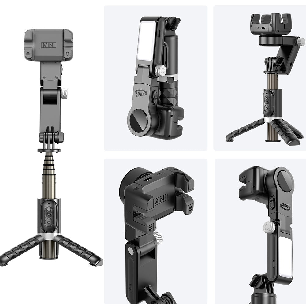 360° Rotating Gimbal Stabilizer, Selfie Stick & Tripod: High-Quality Accessory for Apple iPhone 16/15/14/13/12/11 Pro Max/Plus/Mini, Android, Samsung Smartphones, Apple iPhone, Samsung, iOS & Android | Live Photography