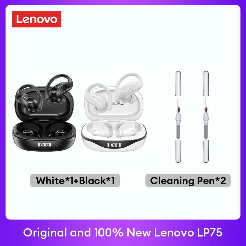 Lenovo LP75 Premium Bluetooth 5.3 Headphones TWS Wireless Sport LED Digital Display HiFi Stereo Noise Cancelling Gaming Earbuds | Limited Edition