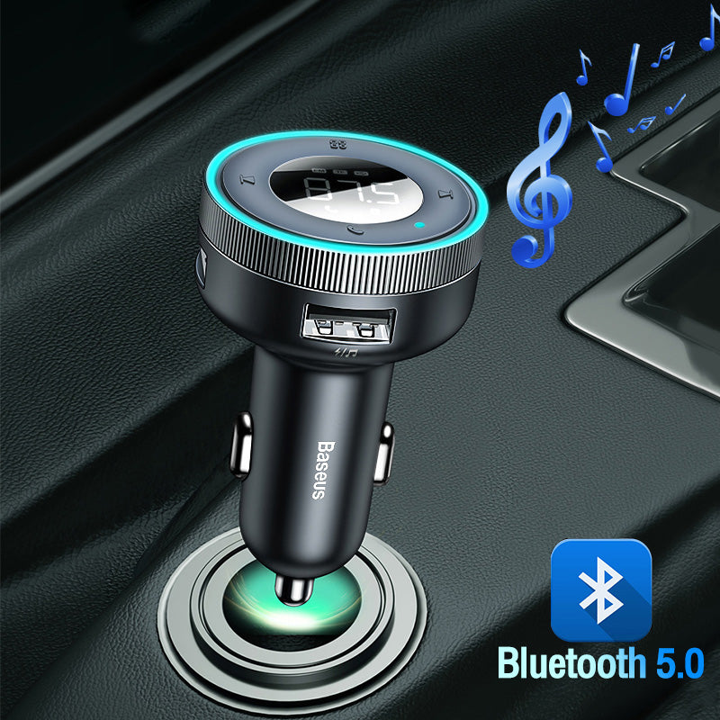 High-Quality FM Transmitter, Wireless Car, Bluetooth 5.0, USB Charger, Car Aux Radio, MP3 Player, Music, Hands-Free Kit | Premium Auto Car Charger Smartphones, Apple iPhone, Samsung, iOS & Android