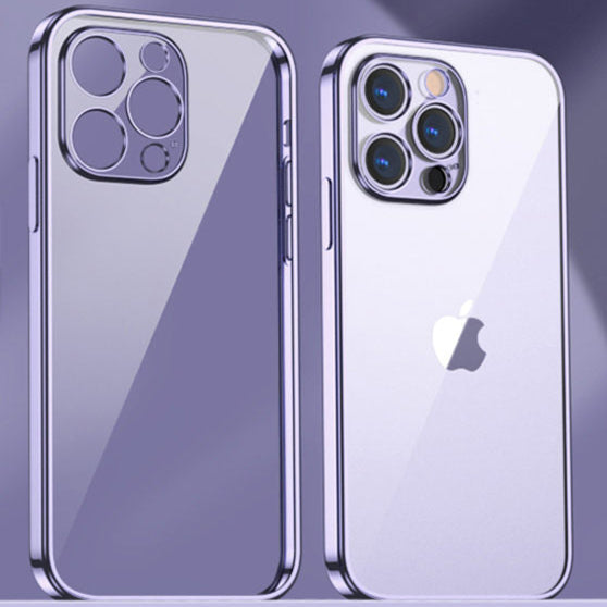 Transparente Silikonhülle für Apple iPhone | Klare Militärstärke-Schutz mit Premium Plating Quadrat-Rahmen