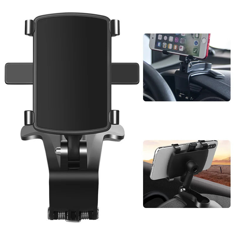 Premium 3-in-1 Adjustable Car Phone Holder for Smartphones, Apple iPhone, Samsung, iOS &amp; Android | Dashboard, Rearview Mirror & Sun Visor Mount - Lightweight & Universal for 3-7 inch Phones