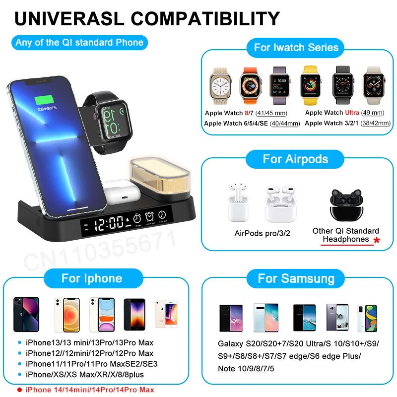 Hacrin 3 in 1 kabelloses Ladegerät für iPhone 13 Pro Max 12 Apple Watch Serie 7 Wireless Fast Charging Station Dockingstation für Airpods Pro, Samsung