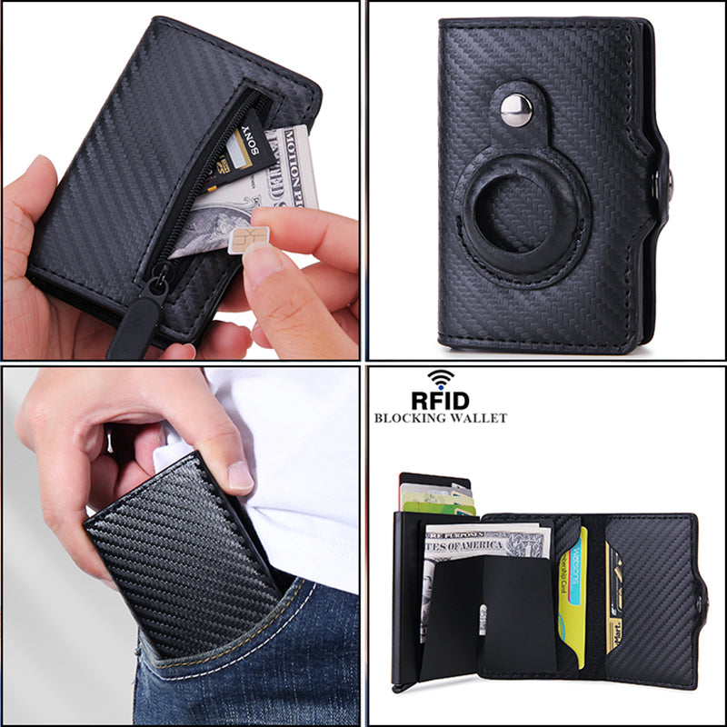 Smart Wallet for Men and Women with AirTag and Credit Card Holder - Leather Wallet for Money and Cards