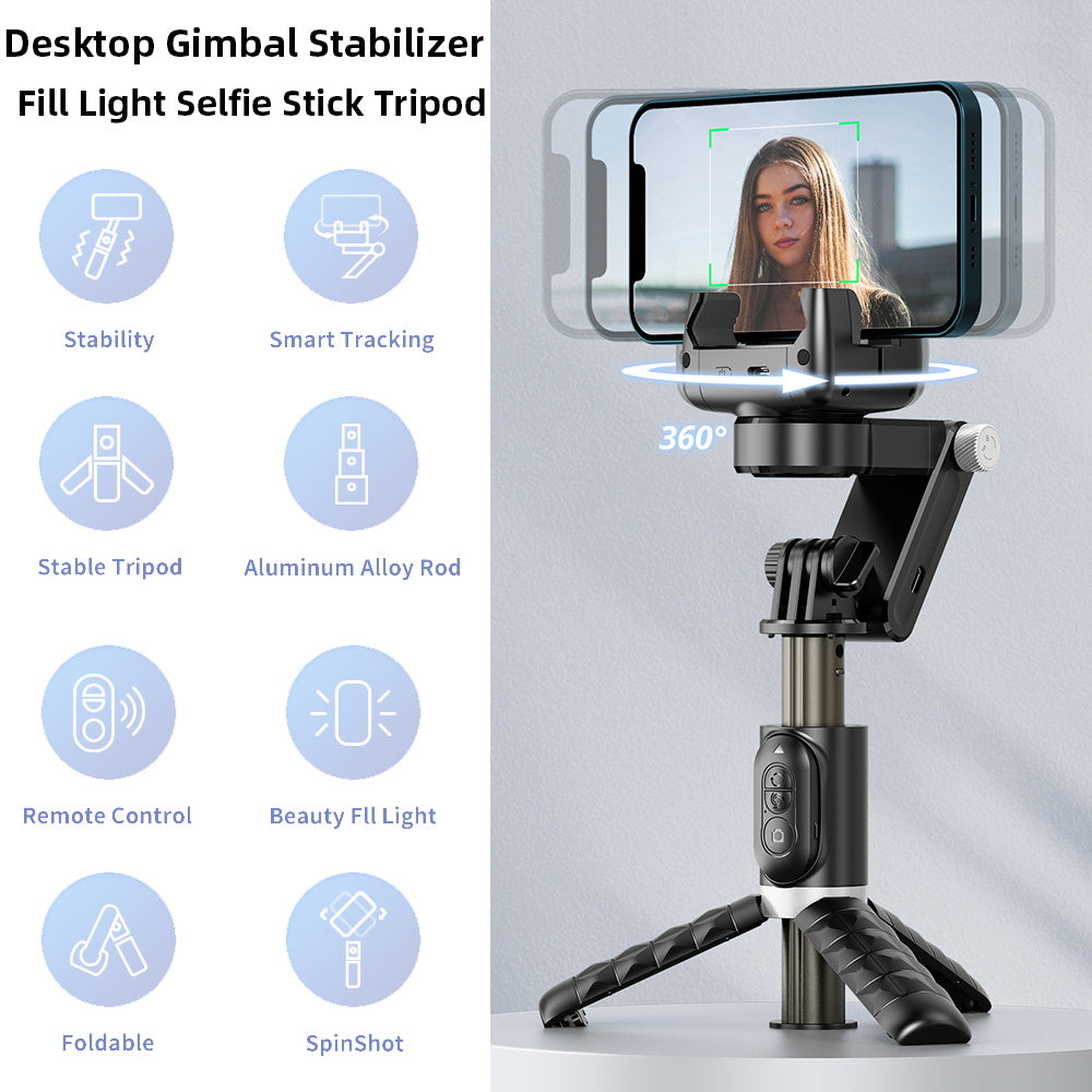 360° Rotating Gimbal Stabilizer, Selfie Stick & Tripod: High-Quality Accessory for Apple iPhone 16/15/14/13/12/11 Pro Max/Plus/Mini, Android, Samsung Smartphones, Apple iPhone, Samsung, iOS & Android | Live Photography