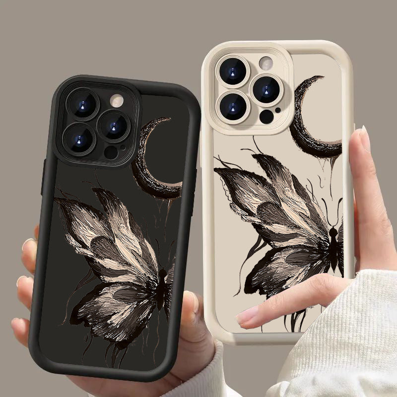 Hochwertiges Kunst-Ölgemälde-Schmetterlings-Design Softcase aus Silikon für iPhone-Hülle