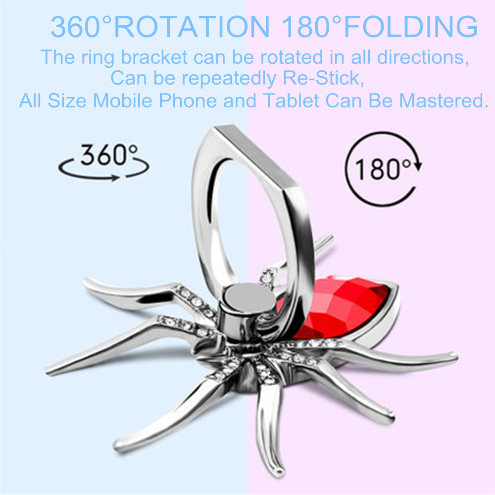 Universal Luxury Bling Diamond Metal Spider Phone Finger Ring Holder: 360° Rotatable Stand for Smartphones, Apple iPhone, Samsung, iOS & Android, Huawei, Xiaomi | Limited Edition