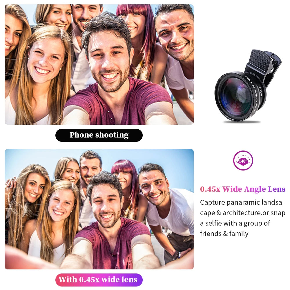 High-Quality 2-in-1 Universal Clip 37mm Phone Lens: 0.45x 49UV Super Wide-Angle + Macro HD, for Smartphones | Compatible with Apple iPhone 15/14/13/12/11 Pro Max Plus Mini, Smartphones, Apple iPhone, Samsung, iOS & Android | Limited Edition