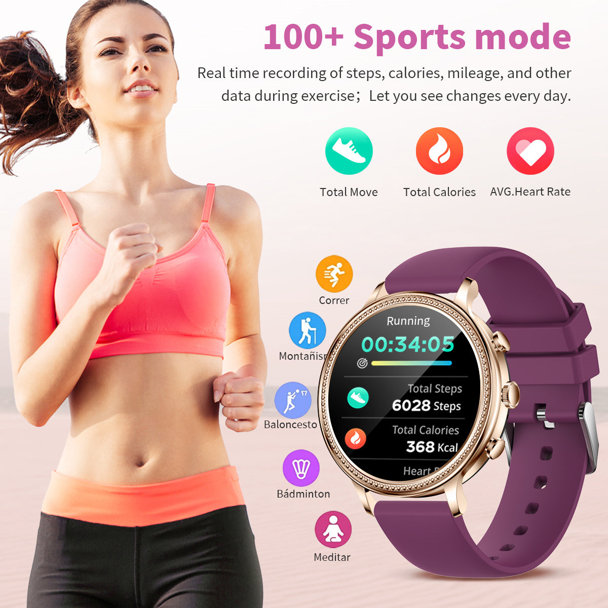 Luxury Lige Luxus Smartwatches für Frauen Bluetooth Anruf Telefon Gesundheitsmonitor Sport Smartwatch Geschenk | Limitierte 