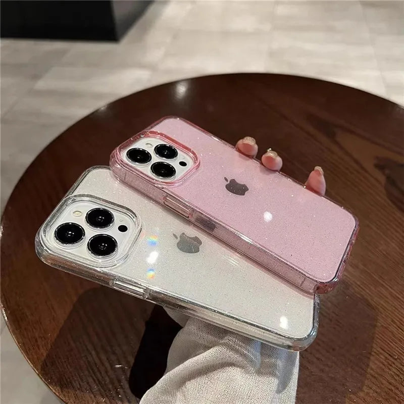 Luxus Bling Glitzer Transparente Stoßfeste Hülle für Apple iPhone 17/17 Air, 16/16e, 15, 14, 13 Pro Max Plus | Stilvoll & Schützend