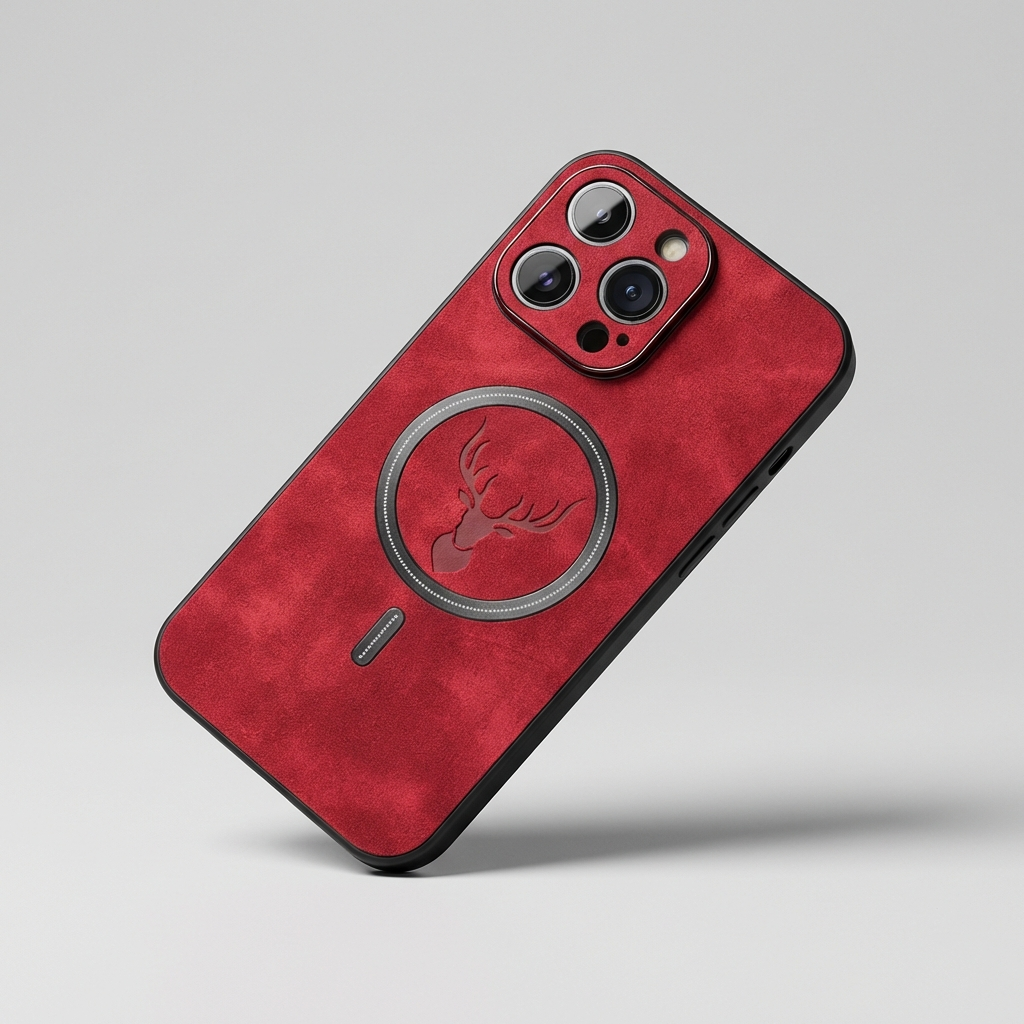 Luxus Hirschleder Apple iPhone Hülle | MagSafe Case mit Kameralinsenschutz, Magnetische Kabellose Stoßfeste Handyschutzhülle | Premium Sturzsicherer Bumper-Cover für iPhone 17/17 Air, 16/16e, 15, 14, 13 Pro Max Plus