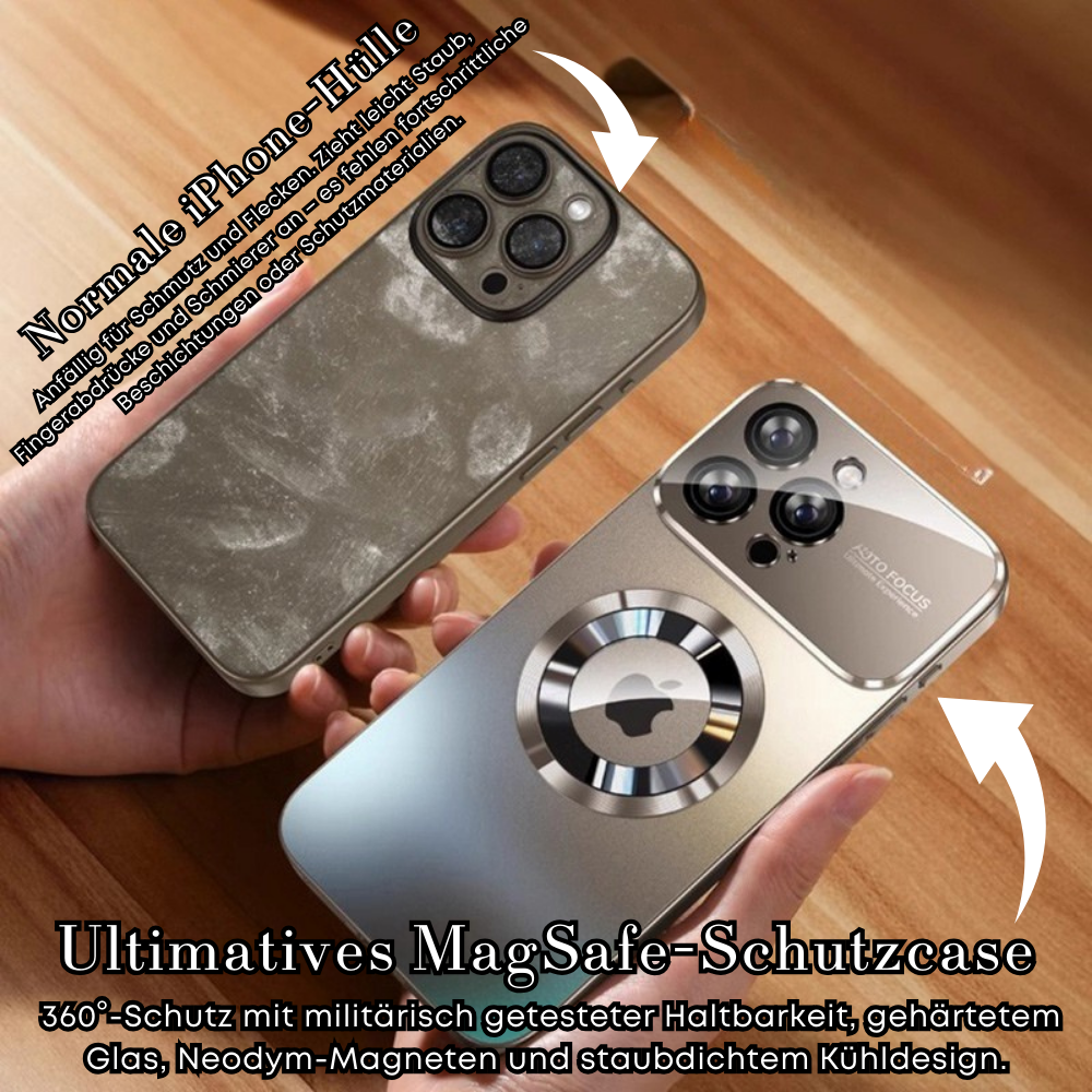 Luxus Matte Magnetische iPhone-Hülle mit Glaslinsen-Kameraschutz | Stoßfeste Tasche & MagSafe Case | Panzer-Schutzhülle für Apple iPhone 16/15/14/13/12 Pro Max Plus Mini | Handyhülle in limitierter Auflage