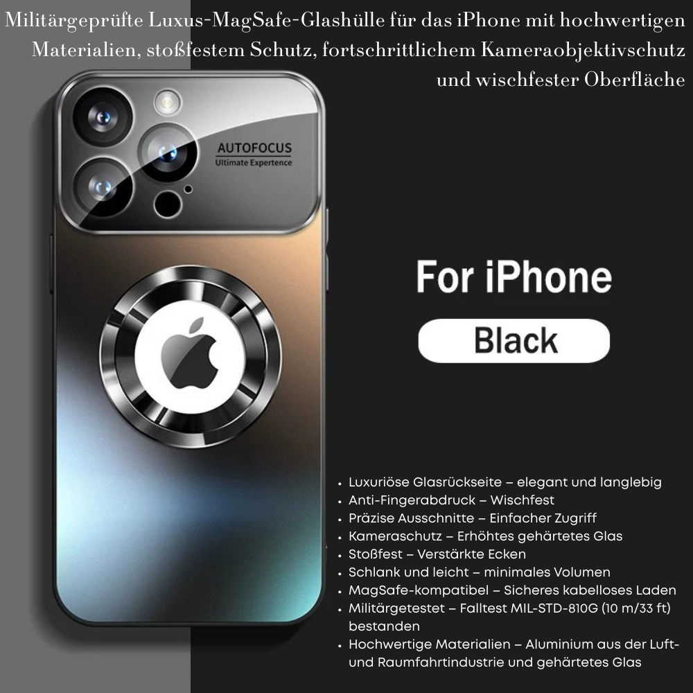 Luxus Matte Magnetische iPhone-Hülle mit Glaslinsen-Kameraschutz | Stoßfeste Tasche & MagSafe Case | Panzer-Schutzhülle für Apple iPhone 16/15/14/13/12 Pro Max Plus Mini | Handyhülle in limitierter Auflage