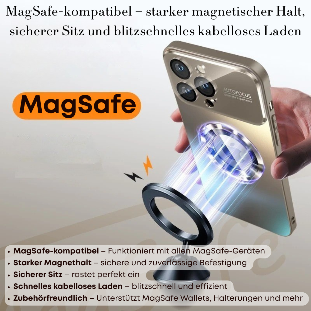 Luxus Matte Magnetische iPhone-Hülle mit Glaslinsen-Kameraschutz | Stoßfeste Tasche & MagSafe Case | Panzer-Schutzhülle für Apple iPhone 16/15/14/13/12 Pro Max Plus Mini | Handyhülle in limitierter Auflage