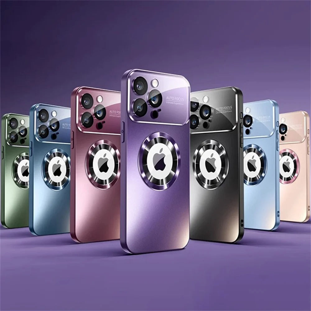 Luxus Matte Magnetische iPhone-Hülle mit Glaslinsen-Kameraschutz | Stoßfeste Tasche & MagSafe Case | Panzer-Schutzhülle für Apple iPhone 16/15/14/13/12 Pro Max Plus Mini | Handyhülle in limitierter Auflage