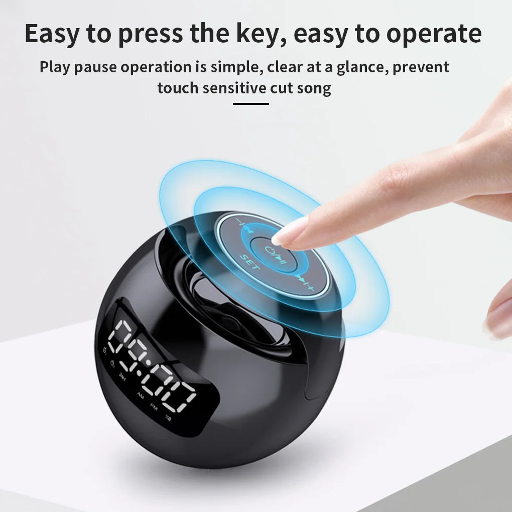 Mini Speaker with Bluetooth: Portable Smart Induction Digital Alarm Clock + High Quality Bluetooth 5.0 Speaker with LED Display, TF Card Slot, MP3 and USB Charging Function