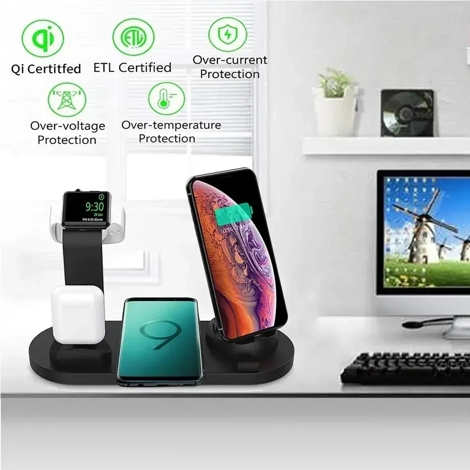 7 in 1 Wireless Fast Charging Station 30W, MagSafe Charger Docking Station & Stand | Fast Wireless Charging Station for Smartphones, Apple iPhone, Samsung, iOS & Android AirPods, Watch