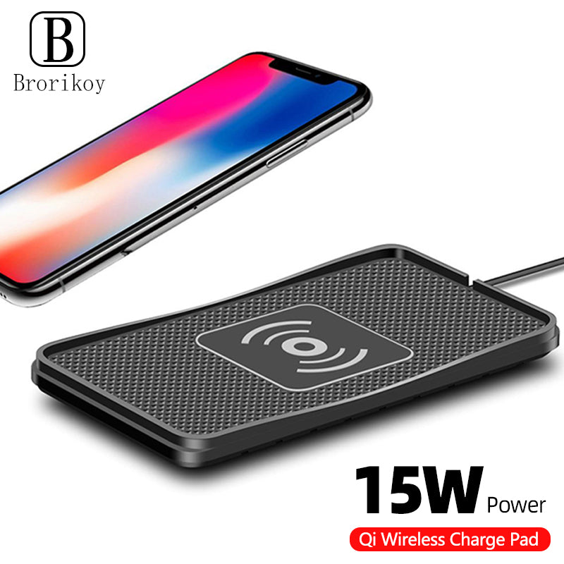 Premium 30W Wireless Car Charger - Silicone Anti-Slip Pad Cradle Dock for Smartphones, Apple iPhone, Samsung, iOS & Android | Fast Wireless Car Charging Station