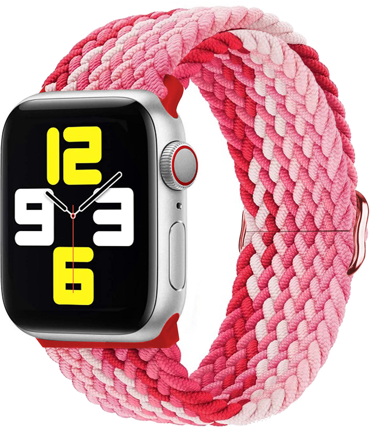 Luxus Nylon geflochtene Solo-Schlaufe für Apple Watch Armband 45mm 44mm 40mm Serie 9 8 7 6 5 4 SE2 Ultra | Verstellbares]