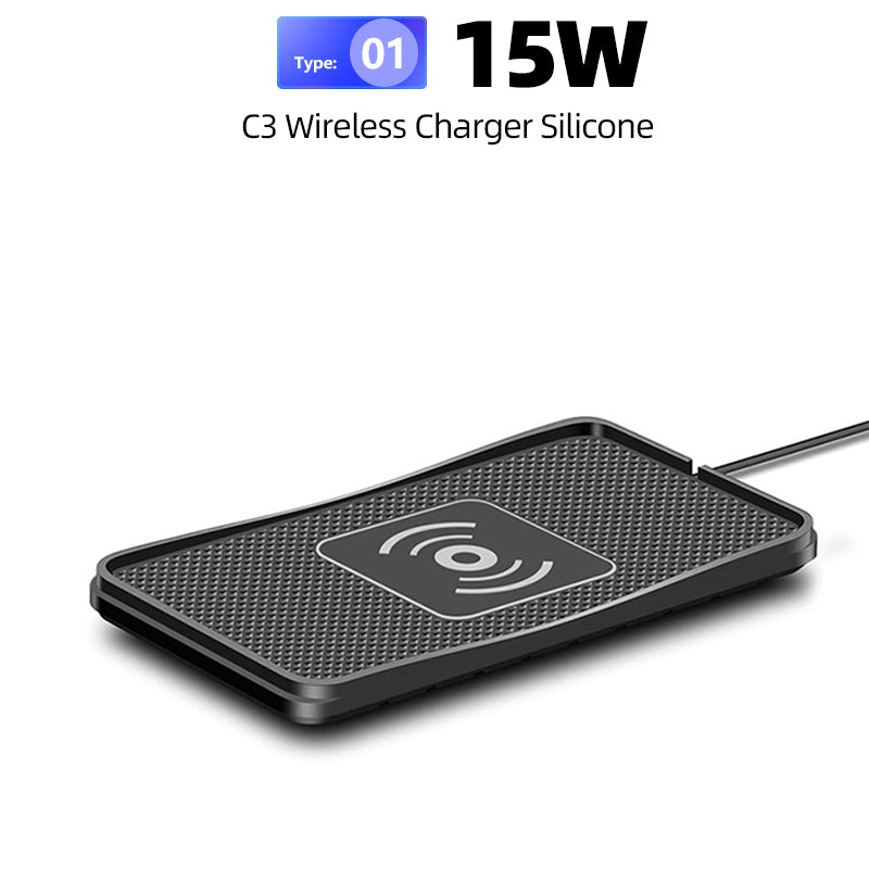 Premium 30W Wireless Car Charger - Silicone Anti-Slip Pad Cradle Dock for Smartphones, Apple iPhone, Samsung, iOS & Android | Fast Wireless Car Charging Station