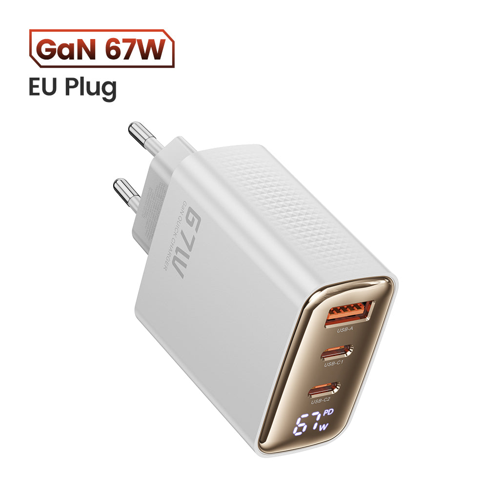 High-Quality 67W GAN USB C Charger Fast Charger 65W QC 4.0 PD 3.0 45W USB C Type C Fast Charger for Smartphones, Apple iPhone, Samsung, iOS &amp; Android MacBook