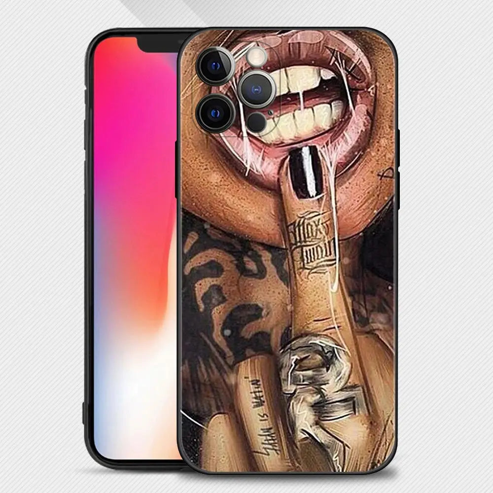 Hochwertige BadBoy Tattoo Street Design iPhone Hülle | MagSafe Case mit Rundumschutz für Apple iPhone 15/14/13/12 Pro Max Plus Cover | Panzertasche, Stoßstangenabdeckung Handyhülle | Premium Schutzhülle - Phone Heaven Zone