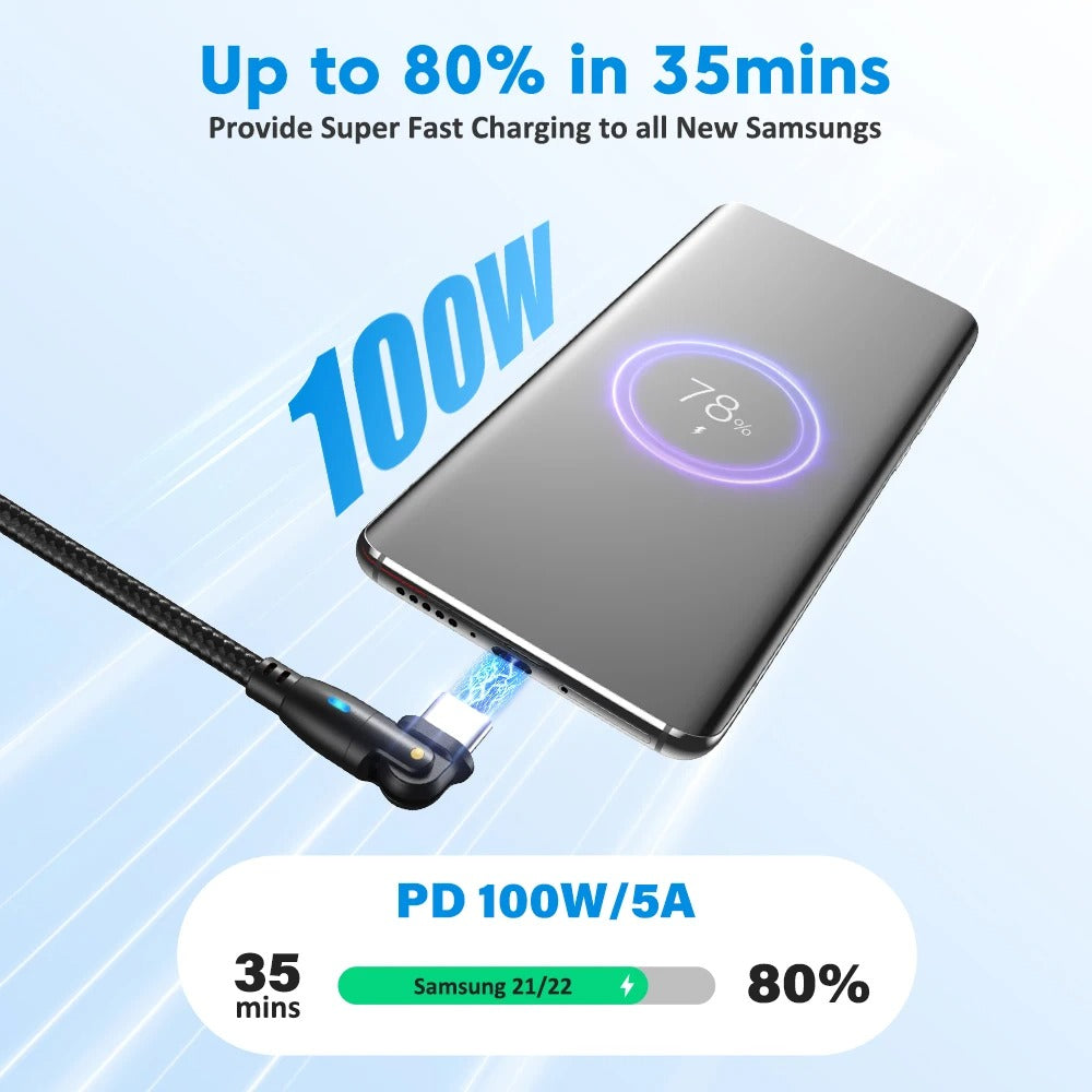 High Durability & Premium 3A Fast Charging Cable Type C for Samsung, 180 Rotation Apple iPhone Cable, Micro USB Charger Data Cable for Smartphones, Apple iPhone, Samsung, iOS & Android