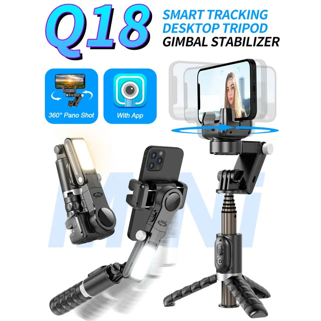 360° Rotating Gimbal Stabilizer, Selfie Stick & Tripod: High-Quality Accessory for Apple iPhone 16/15/14/13/12/11 Pro Max/Plus/Mini, Android, Samsung Smartphones, Apple iPhone, Samsung, iOS & Android | Live Photography