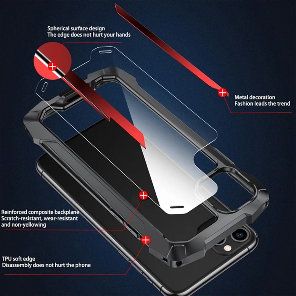 Luxuriöse Military Armor iPhone Hülle MagSafe Metall-Cover – Rundum Kamera- & Displayschutz, 360° Vollschutz Metall, Aluminiumrahmen & PanzerGlass, Anti-Drop Stoßfest, Rugged, Langlebig & Sicher | Ideal für Outdoor, Baustelle, Extremsport, Business