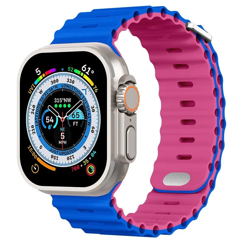 Ocean Strap Handgelenk Armband für Apple Watch | Weiches Premium Silikonarmband - Ultra 49mm bis 38mm & iWatch